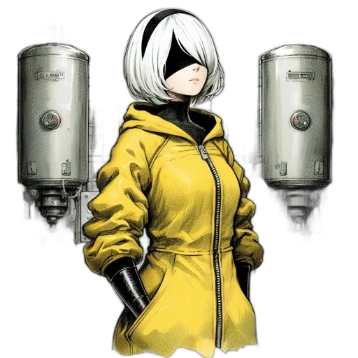jacket, mask, robot, staff transparent PNG cut-out