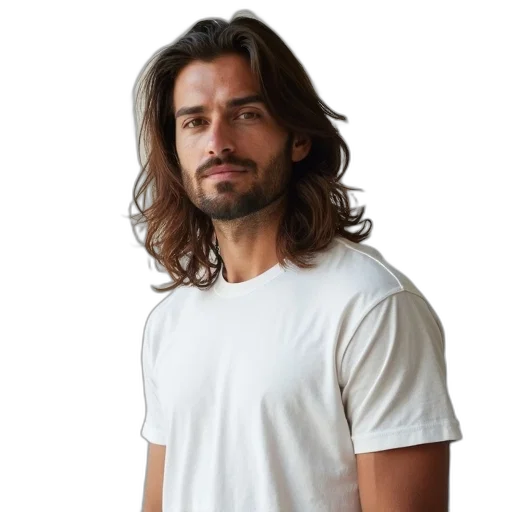 hair, staff, face, jacket transparent PNG cut-out