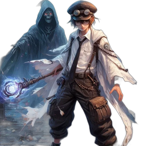 staff, weapon, jacket, hat transparent PNG cut-out