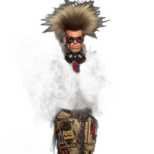 jacket, hair, face, staff transparent PNG cut-out