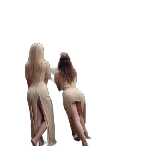 hair, dress, creature, staff transparent PNG cut-out