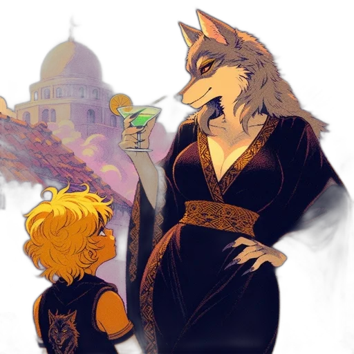 staff, dress, mask, dragon transparent PNG cut-out