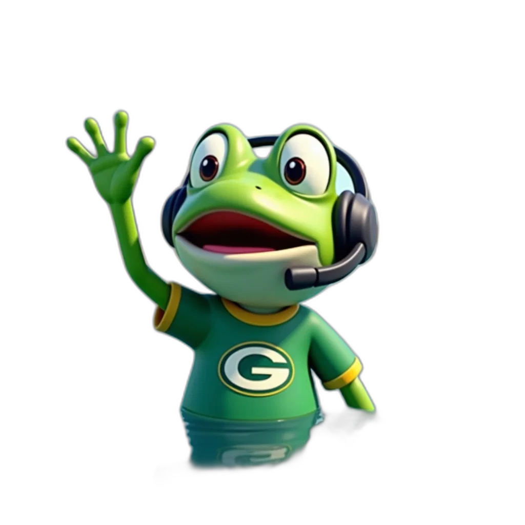 3d render, cartoon, character, frog transparent PNG cut-out