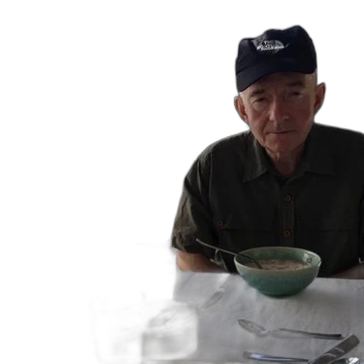 hat, staff, food, older transparent PNG cut-out