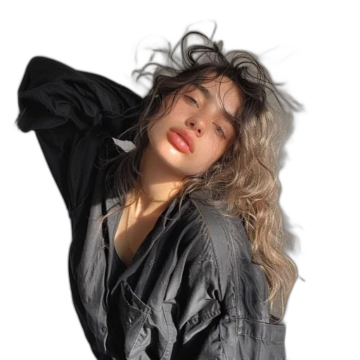 jacket, hair, face, dress transparent PNG cut-out