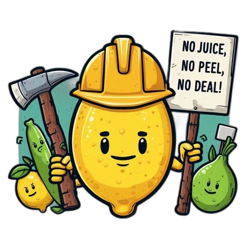 anthropomorphic, lemon, character, wears transparent PNG cut-out