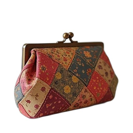 small, patchwork, purse transparent PNG cut-out