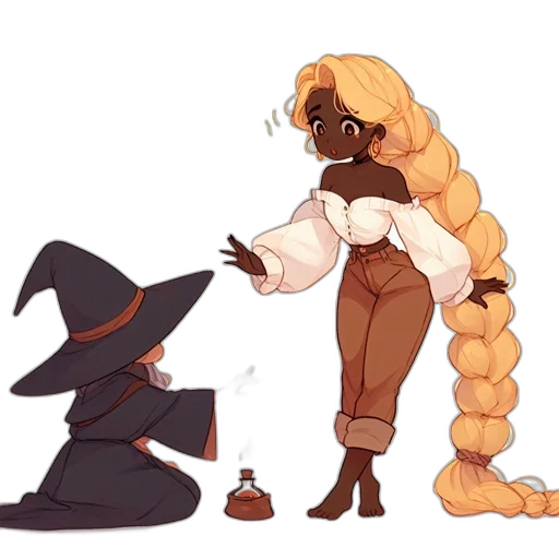 dress, staff, hair, concept art transparent PNG cut-out