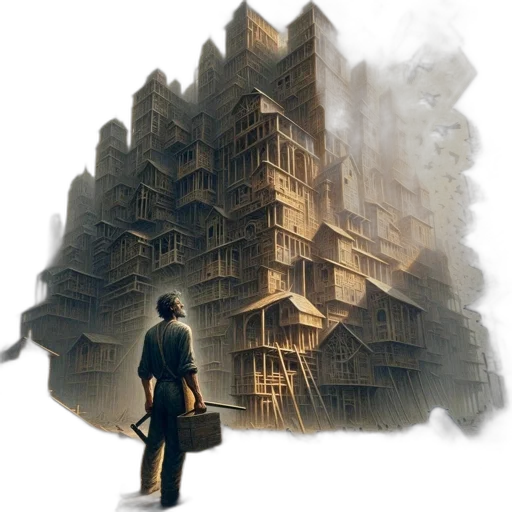 building, concept art, fantasy art, 3d render transparent PNG cut-out