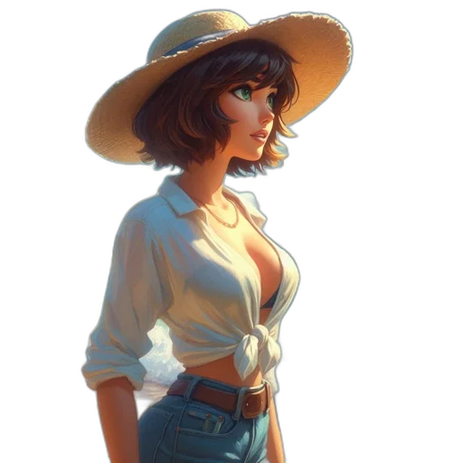 hat, dress, staff, face transparent PNG cut-out