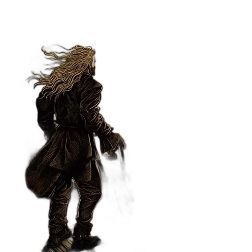 hair, mask, jacket, staff transparent PNG cut-out
