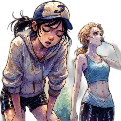 comic book art, concept art, watercolor, anime transparent PNG cut-out