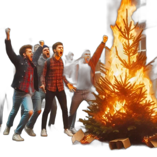 concept art, fire, group, young transparent PNG cut-out