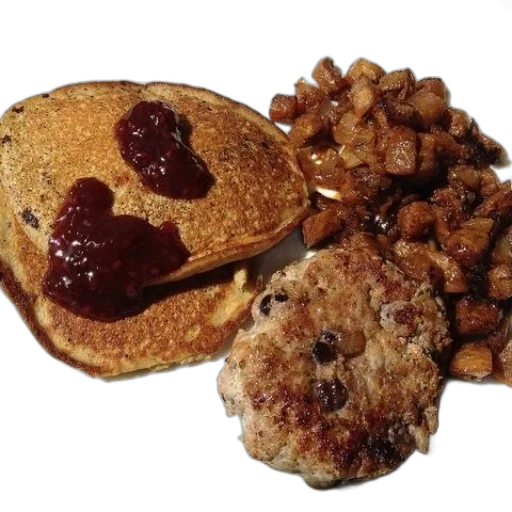 food, plate, pancakes, topped transparent PNG cut-out