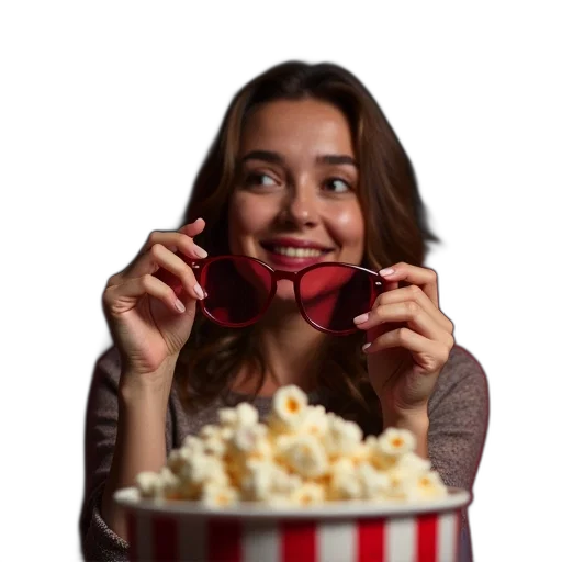 food, 3d render, woman, watching transparent PNG cut-out