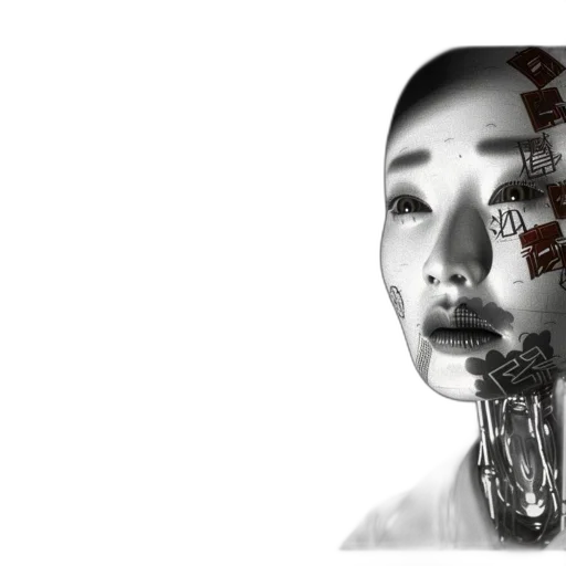 robot, face, mask, cyberpunk transparent PNG cut-out