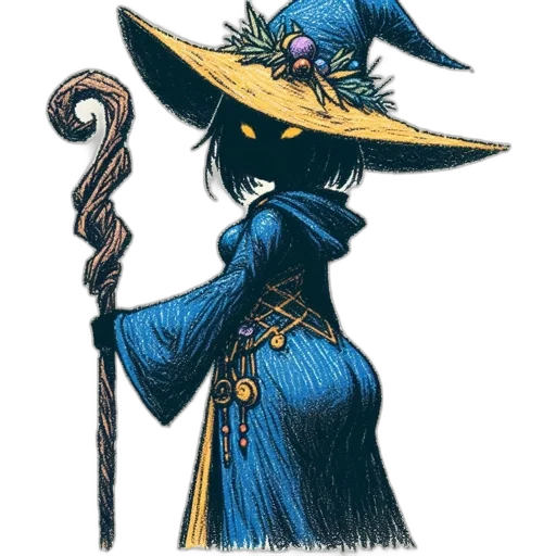 staff, hat, mask, dress transparent PNG cut-out