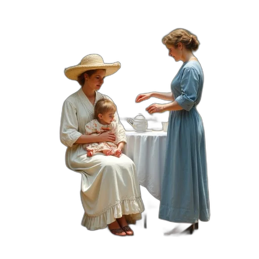 hat, dress, staff, oil painting transparent PNG cut-out