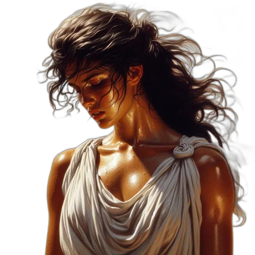 dress, jewelry, face, photorealistic transparent PNG cut-out