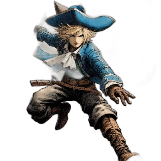hat, staff, weapon, jacket transparent PNG cut-out