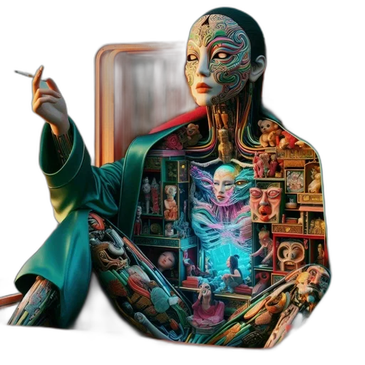 robot, jacket, mask, face transparent PNG cut-out