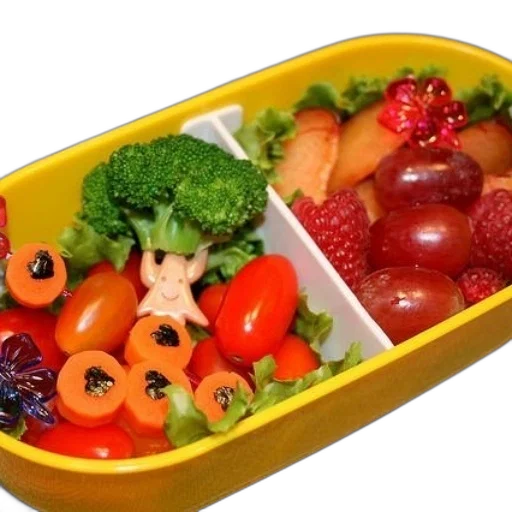 food, photorealistic, vibrant, bento transparent PNG cut-out