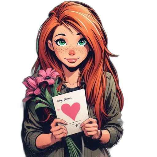 flower, face, cartoon, comic book art transparent PNG cut-out