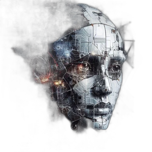 robot, face, mask, cyberpunk transparent PNG cut-out
