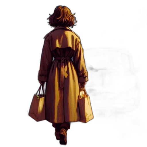 dress, jacket, hat, staff transparent PNG cut-out