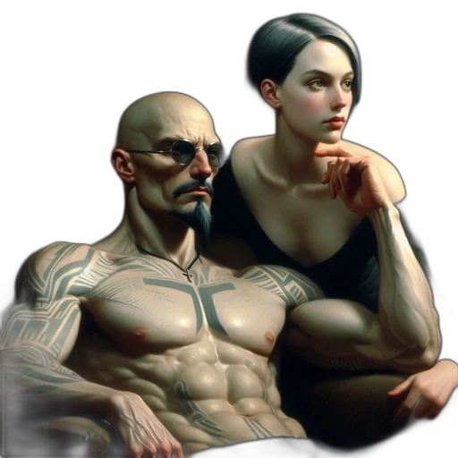 concept art, cyberpunk, fantasy art, photorealistic transparent PNG cut-out
