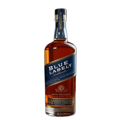 bottle, blue, label, whisky transparent PNG cut-out