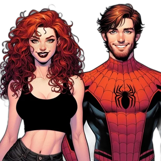 comic book art, concept art, two, superhero transparent PNG cut-out