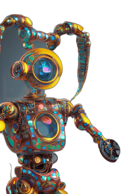 robot, 3d render, concept art, cyberpunk transparent PNG cut-out