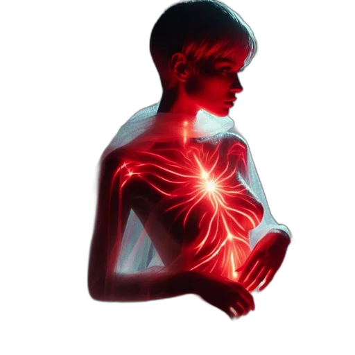 3d render, neon lights, woman, glowing transparent PNG cut-out