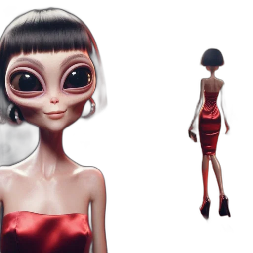 dress, creature, concept art, 3d render transparent PNG cut-out