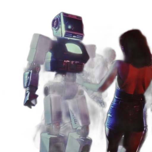 robot, vaporwave, concept art, 3d render transparent PNG cut-out