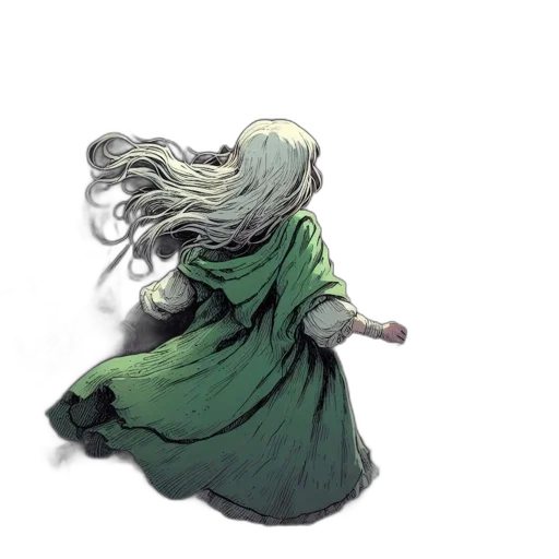 dress, hair, dragon, creature transparent PNG cut-out