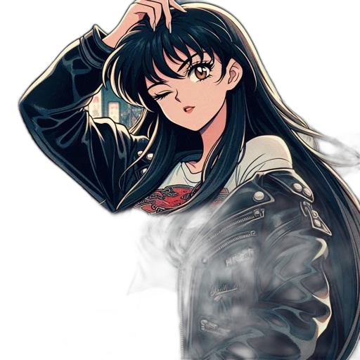jacket, weapon, hair, face transparent PNG cut-out