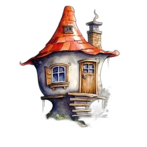 building, hat, watercolor, concept art transparent PNG cut-out