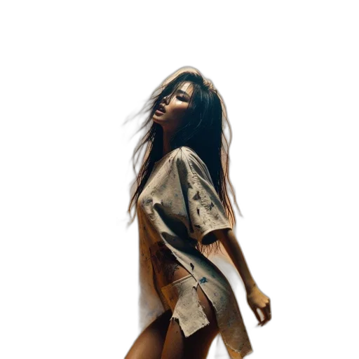 dress, hair, jacket, photorealistic transparent PNG cut-out