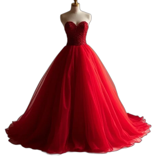 dress, red, ball, gown transparent PNG cut-out