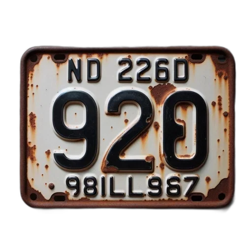 ancient, rusted, license, plate transparent PNG cut-out