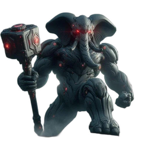 robot, staff, weapon, creature transparent PNG cut-out