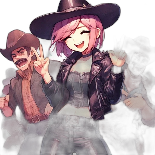 hat, jacket, weapon, staff transparent PNG cut-out
