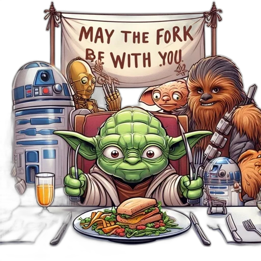food, playful, illustration, yoda transparent PNG cut-out