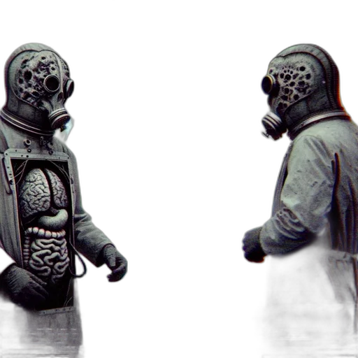 mask, jacket, robot, creature transparent PNG cut-out