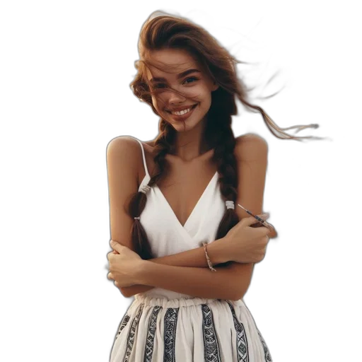dress, jewelry, hair, face transparent PNG cut-out