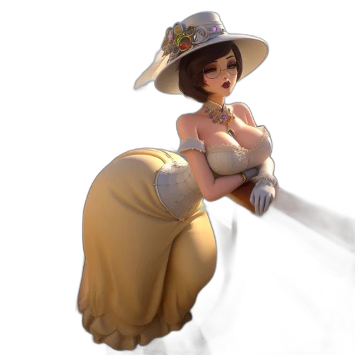 dress, hat, staff, weapon transparent PNG cut-out