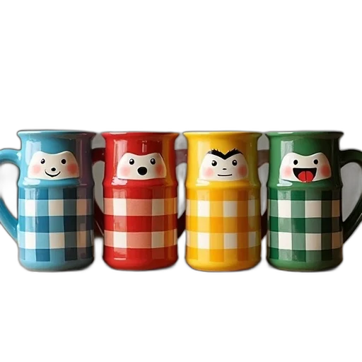 3d render, collection, four, ceramic transparent PNG cut-out