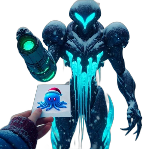 robot, creature, weapon, staff transparent PNG cut-out